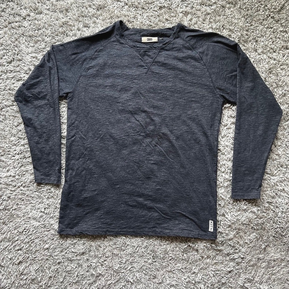 Kith Shirt Mens Long Sleeve Tee Small Heather Navy Box Logo